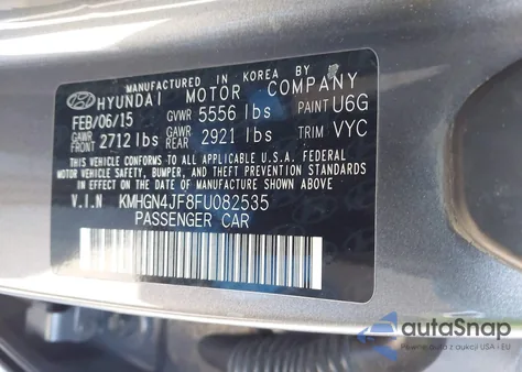 2015 Hyundai Genesis из США, поврежденный, VIN KMHGN4JF8FU082535